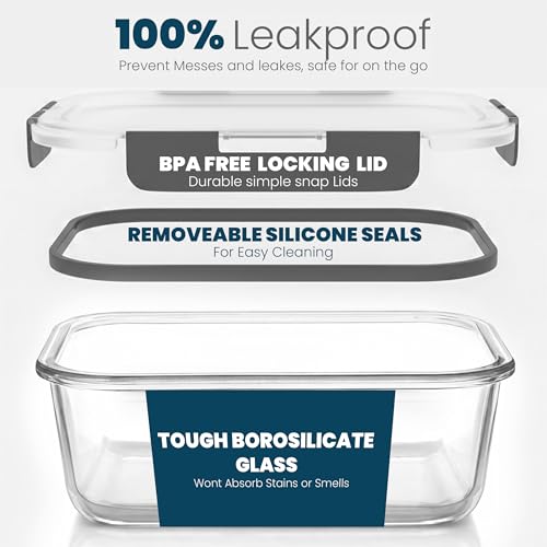 24 Pc Borosilicate Glass Meal Prep Containers with Lid
