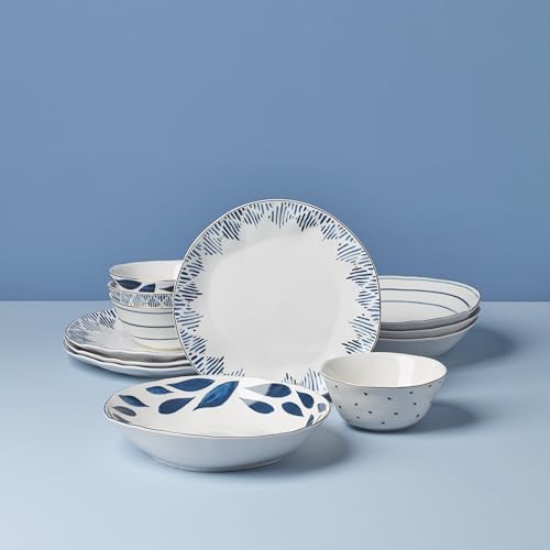 897387 Blue Bay 12 (12-Piece Dinnerware Set (Bowls), Ikat)
