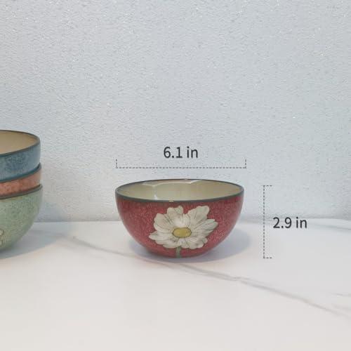 Ceramic Bowls For Kitchen (Blue+Red+Green+Pink)