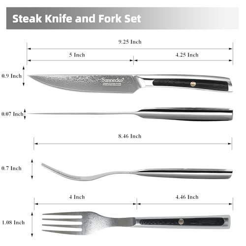Damascus Steak Knife Set of 2 (4 Count)