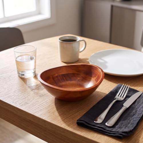 Rubberwood Wavy Rim Bowl with Cherry Finish for Fruits (Small)