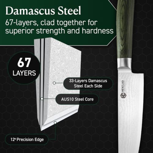 Espresso 7 Piece Japanese Damascus Steel Knife Set with Knife Block