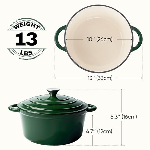 6 Quart Dutch Oven Pot with Lid (6 QT / Green)