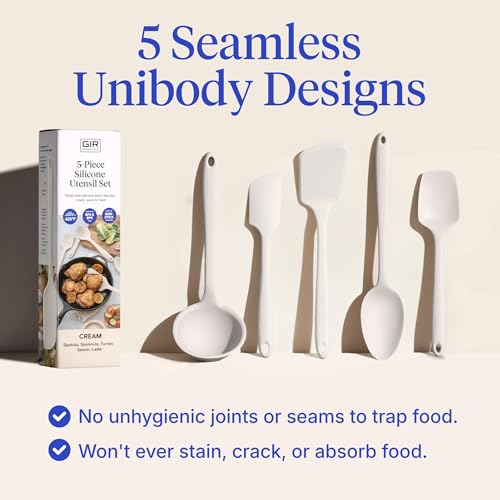5 Piece Silicone Kitchen Utensils Set (Cream / 5 - Piece Set)