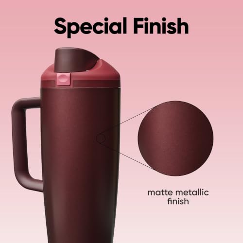 FreeSip Tumbler Stainless Steel Water Bottle 30 oz Black Cherry (Black Cherry / 30.1 Ounces)