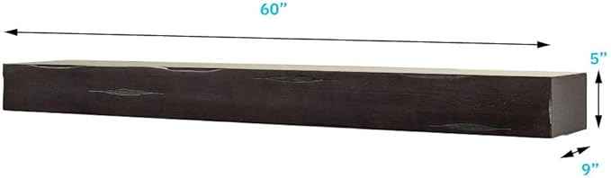 MANTELSDIRECT Breckenridge 60” Fireplace Mantel Shelf with Corbels – Rustic Floating Mantel Shelf for Over Fireplace – Espresso Rustic - Wood Shelf for Wall – Pine Box Construction