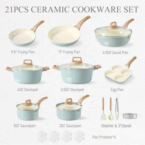 21pcs Ceramic Cookware Sets