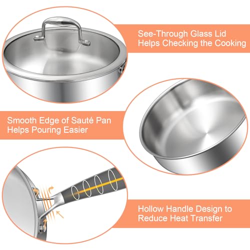 12 Inch Tri Ply Stainless Steel Frying Pan
