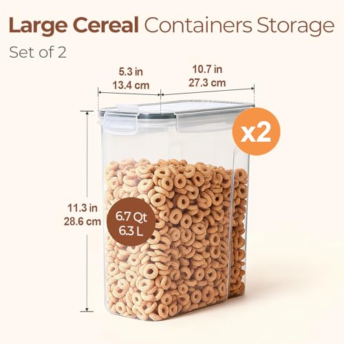 Airtight Cereal Storage Containers with Lids 6.7Qt 2Pack (6.7Qt-Rectangle)