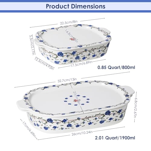 Ceramic Casserole Dish with Lids for Oven (4 Count)