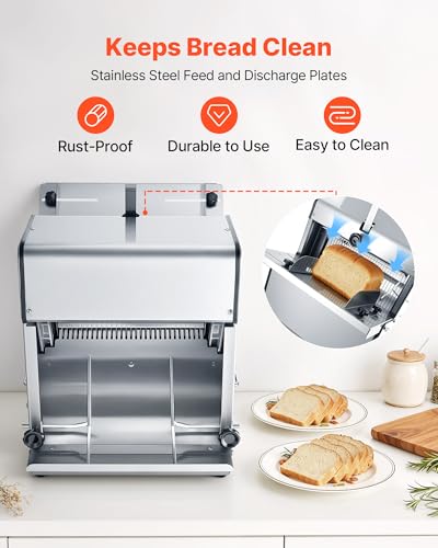Electric Bread Slicer 370W 1680 Rpm Stainless Steel Counter 12mm 120V (Electric)