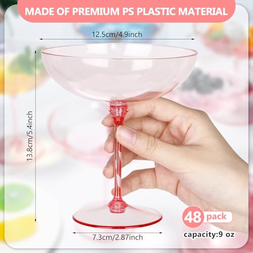 48 Pcs Plastic Coupe Glasses 9 oz Disposable Martini Glasses for Cocktails (48 Count)