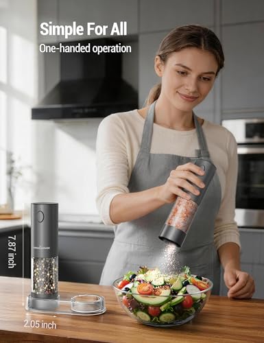 Electric Salt and Pepper Grinder Set with 110ML Large Capacity (Large / Gun Grey)