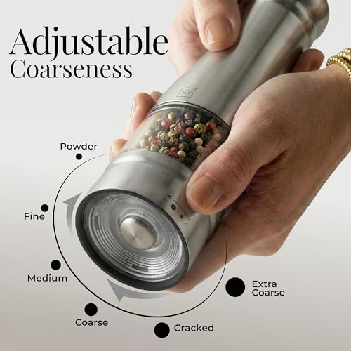 Electric Salt and Pepper Grinder Set (Silver)