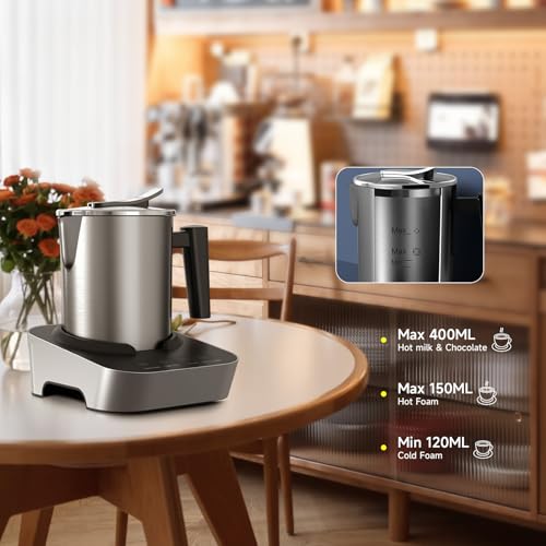 4-in-1 Electric Milk Frother and Steamer with Auto Shut-Off (Silver)