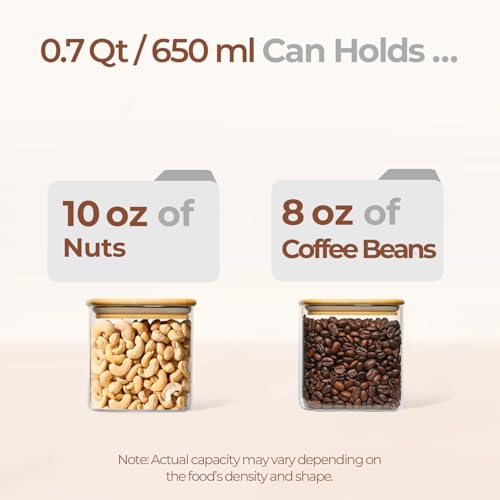 Square Glass Containers with Lids 0.7 Qt (0.7 qt x 4)