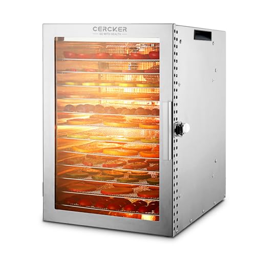 Food Dehydrator Machine Adjustable Temperature 12 Trays 800W Food Dryer (12 Count)