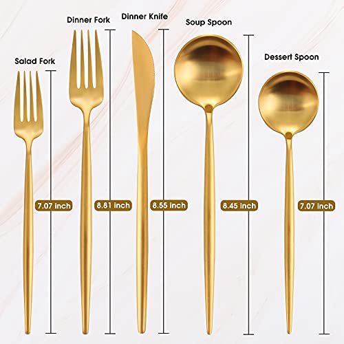 Matte Gold Silverware Set for 4 (20 Count)