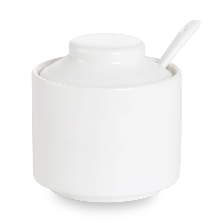 Ceramic Sugar Bowl with Lid and Spoon 8oz