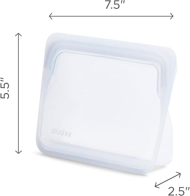 Stasher Premium Silicone Reusable Food Storage Stand-Up Mini Bag, Clear, Microwave, Sous Vide, Dishwasher, Oven and Freezer Safe, BPA Free, Leak-free, Eco-friendly, 28 Oz