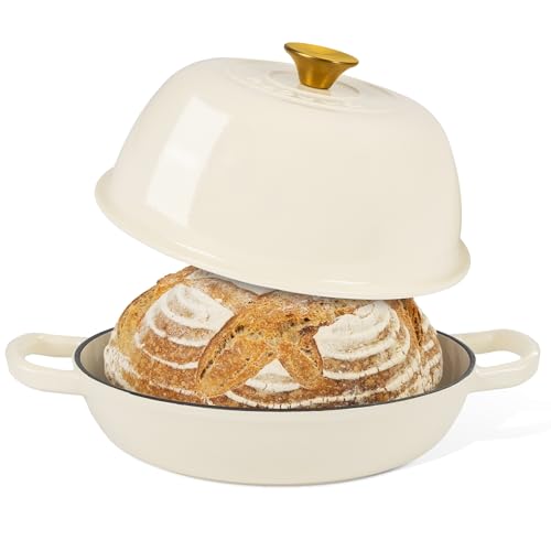 Enamelled Cast Iron Dutch Oven For Bread Baking (Cream)