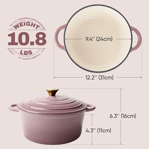 4.5 Quart Dutch Oven Pot with Lid (4.5 QT / Pink)