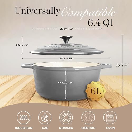 Enamelled Cast Iron Dutch Oven Pot with Lid