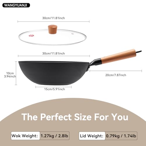 11.8" High Purity Iron Wok Pan (11.8 Inch Flat Bottom)
