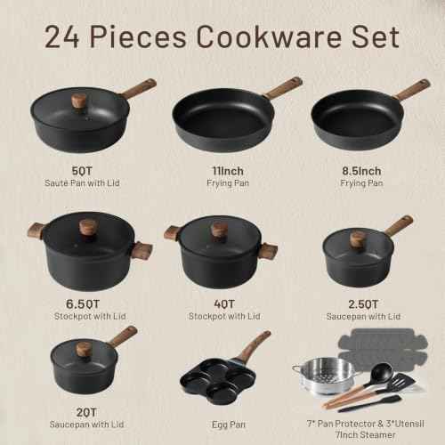 24pcs Nonstick Cookware Sets