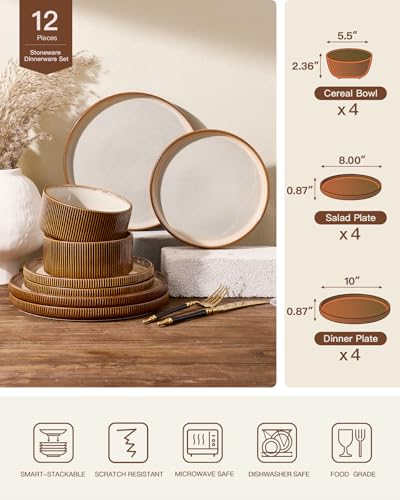 Stoneware Dinnerware Set for 4 (12 Count)