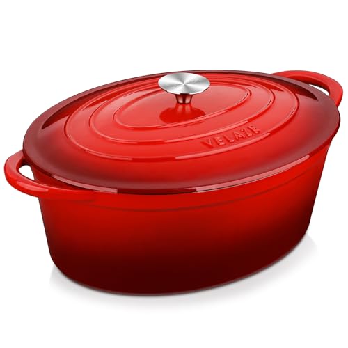 7.5 QT Oval Enameled Cast Iron Dutch Oven Pot with Lid