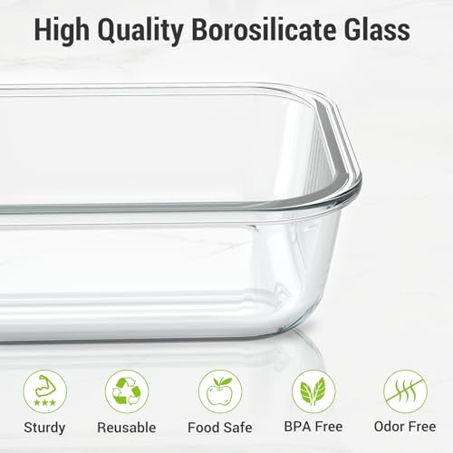 10 Sets 36 oz & 12 oz Glass Food Storage Containers with lids (Gray)