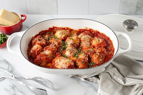 Enameled Cast Iron Oval Casserole with Lid