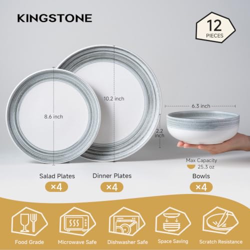 Stoneware Dinnerware Set (Blue / Service for 4-12Pcs)