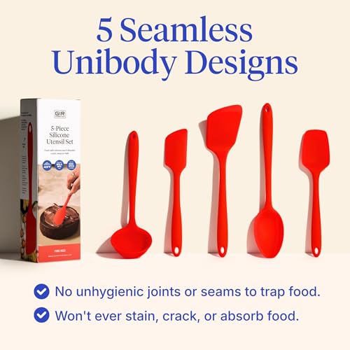 5 Piece Silicone Kitchen Utensils Set (Fire Red / 5 - Piece Set)