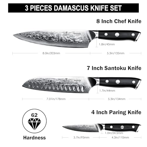 Damascus Knife Set (3 Count)