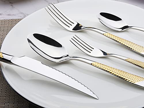 40 Piece Gold Silverware Set Stainless Steel Flatware Set Cutlery Set (20 Count)