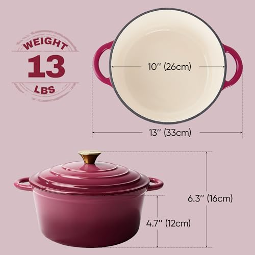 6 Quart Dutch Oven Pot with Lid (6 QT / Rose)