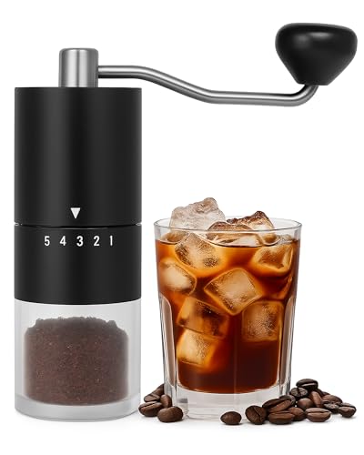 Manual Coffee Grinder With Ceramics Burr For Espresso (Black)