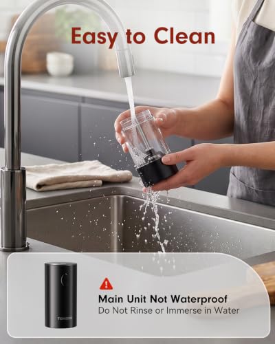 Larger Capacity Rechargeable Electric Salt and Pepper Grinder Set (Black)