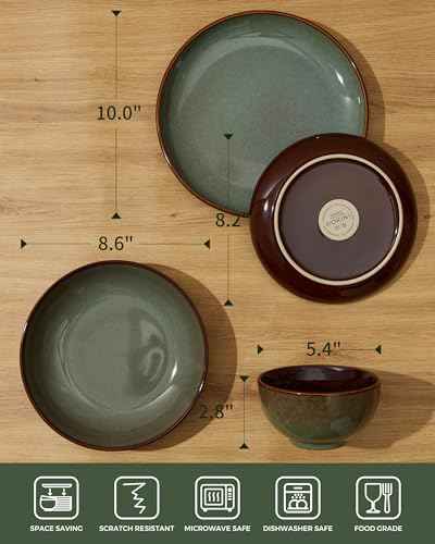 16 Piece Double Bowl Dinnerware Sets with Pasta Bowls