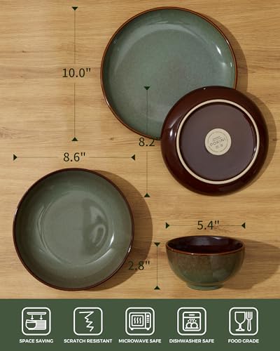 32 Piece Double Bowl Dinnerware Sets with Pasta Bowls