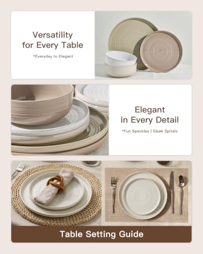Stoneware Dinnerware Sets with Pasta Bowls (Multicolor)