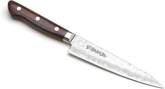 Yoshihiro VG10 16 Layer Hammered Damascus Stainless Steel Petty Utility Knife (5.3'' (135mm))