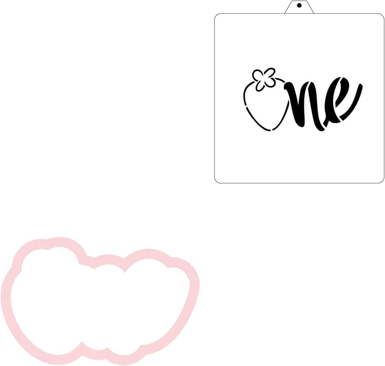 Strawberry New Born Baby kids Cookie Cutter and Stencil Set Bundle Kit PYO Cookies Paint Your Own Happy Birthday Wedding Baby Candle Kids Painting Coloring Pages Comb (Strawberry One)