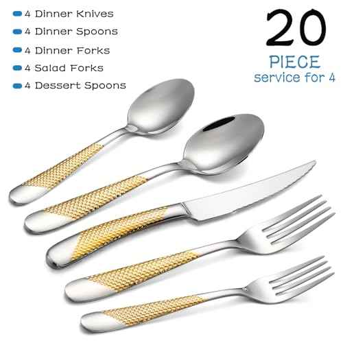 Silverware Set of 20 Stainless Steel Flatware Set Service for 4 (40 Count)