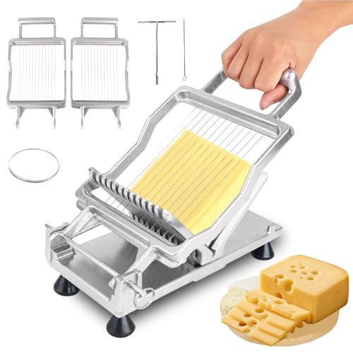 Commercial Cheese Slicer With Wire1 cm & 2 cm Cheese Cutter Butter Cutting Board Machine Aluminum Alloy Commercial Cheese Slicer with 316 Stainless Steel Wire Kitchen Cooking Baking Tool (0.39" & 0.78")