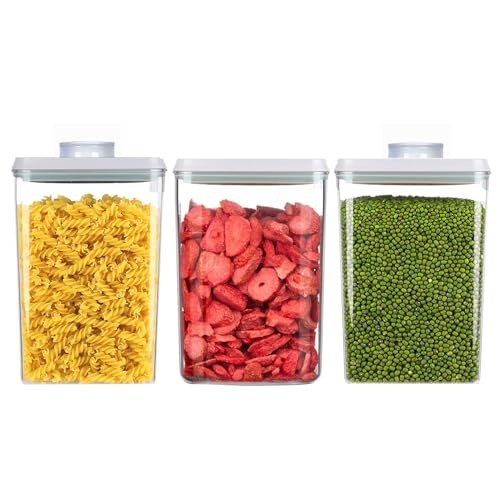 Pop Food Storage Containers Airtight Food Storage Containers Set with Lids Kitchen Pantry Organization and Storage (gray, 3x1.2Qt)
