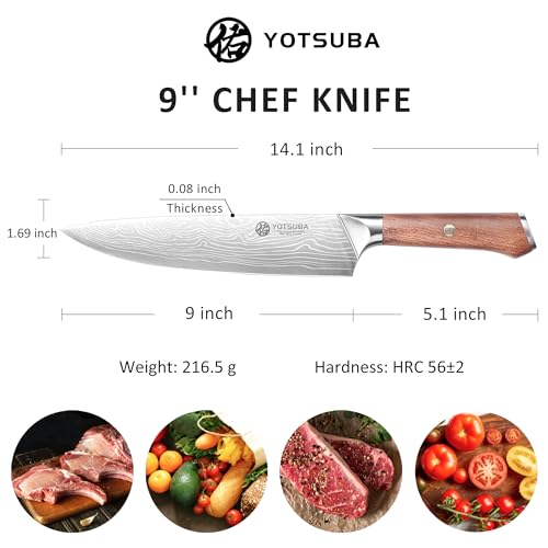 9 Inch Japanese Chef Knife with Full Tang Rosewood Handle