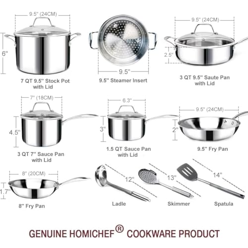 14 Piece Nickel Free Stainless Steel Cookware Set Whole